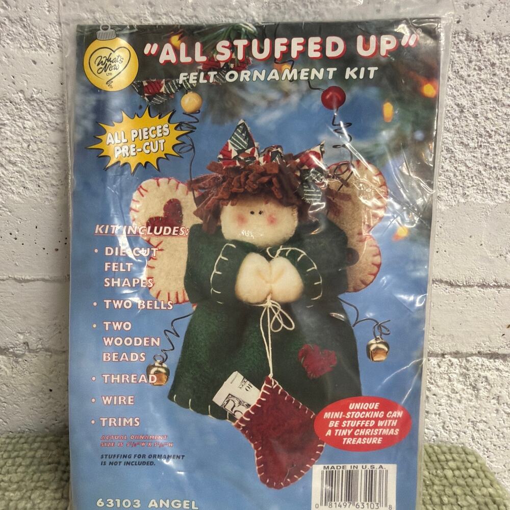 Whats New All Stuffed Up Angel Felt Ornament Kit 63103 5.5" x 5.5" New Old Stock